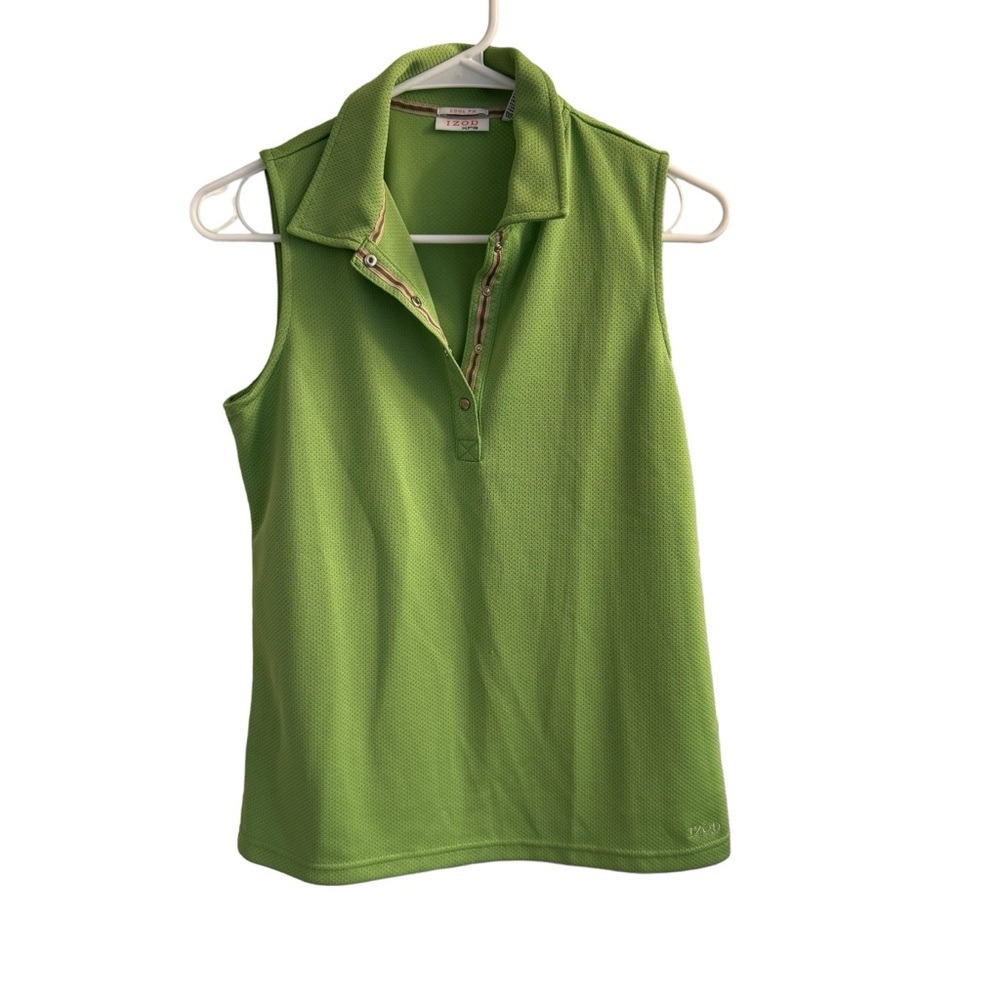IZOD Cool FX Green Sleeveless Collared Athletic‎ Shirt Sz M